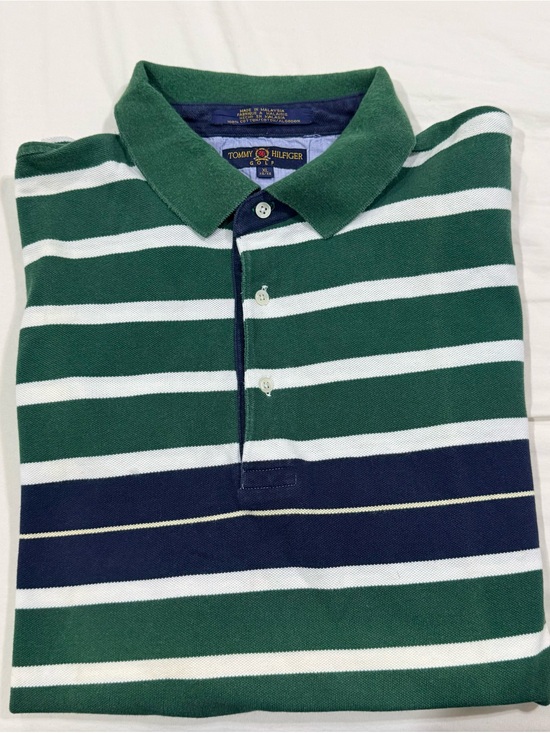 Tommy Hilfiger Other - Tommy Hilfiger Green, Navy & White Striped Men’s Polo